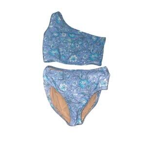 CREWCUTS Girls Blue Floral Two Piece Swimsuit Size 4-5